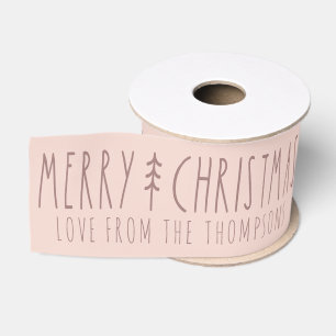 Lazo De Tela Gruesa Envoltorio de regalo de árbol de Navidad rosa pers