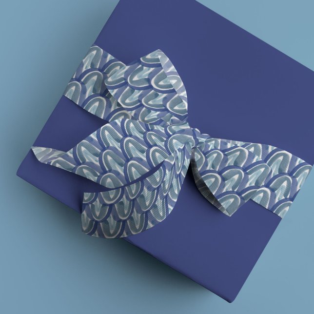 Lazo De Tela Gruesa Escalas de acuarela en azul (Blue watercolor scale ribbon)