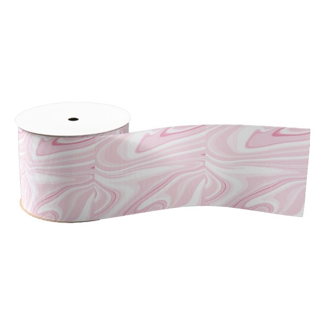 Lazo De Tela Gruesa Estética De Pintura Rosa De Swirl Retro Líquido (Carrete)