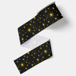 Lazo De Tela Gruesa Estrellas Amarillas en Negrita con Esquí Negro