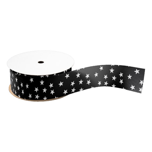 Lazo De Tela Gruesa Estrellas blancas y negras (Carrete)
