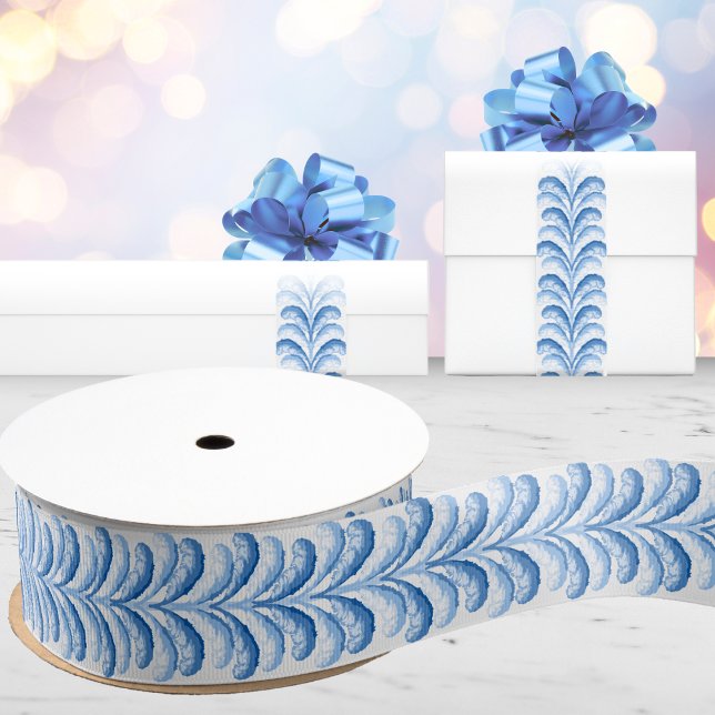 Lazo De Tela Gruesa Feathered Fete Stripe in Blue Porcelain (Subido por el creador)