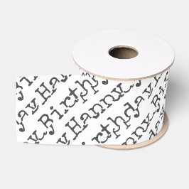Lazo De Tela Gruesa Feliz Cumpleaños Tipografía Moderna Negra Chic