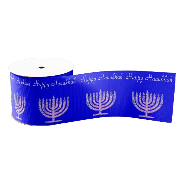 Lazo De Tela Gruesa Feliz Hanukkah Menorah David' Fave (Carrete)