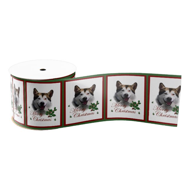 Lazo De Tela Gruesa Feliz Navidad Malamute de Alaskan (Carrete)