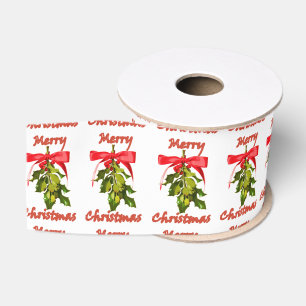 Lazo De Tela Gruesa feliz navidad mistletoe