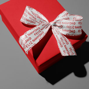 Lazo De Tela Gruesa Feliz Navidad Roja Chile