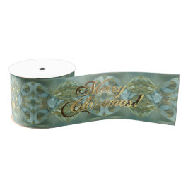 Lazo De Tela Gruesa Feliz Navidad Script Gold Turquoise Green