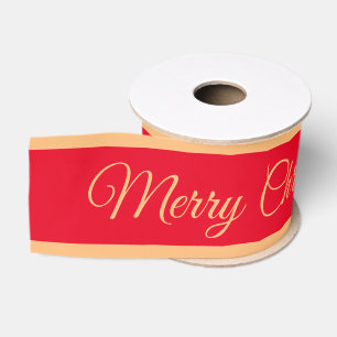 Lazo De Tela Gruesa Feliz Navidad y banda de caramelos rojo/oro