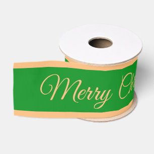 Lazo De Tela Gruesa Feliz Navidad y Candopa Cinta Cinta Verde/Oro