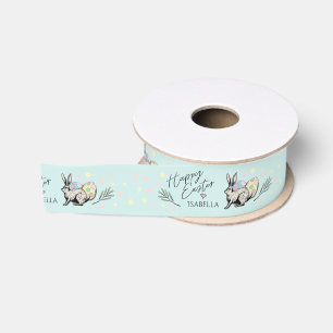 Lazo De Tela Gruesa Feliz Pastel de Pascua Colores Bunny & Eggs