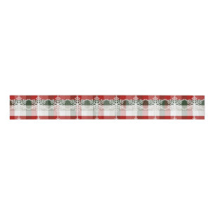 Lazo De Tela Gruesa Festive Christmas   Holiday Plaid & Snowflake Desi