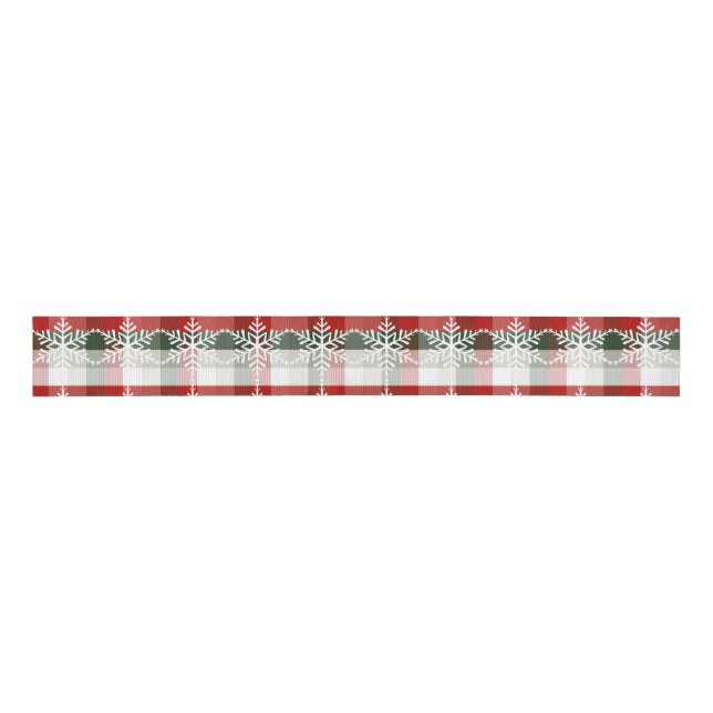 Lazo De Tela Gruesa Festive Christmas | Holiday Plaid & Snowflake Desi (Anverso)