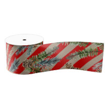 Festive Red Stripe Pine Spruce Cones Kraft Holiday