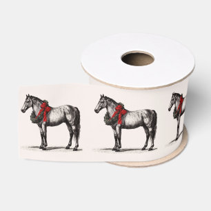 Lazo De Tela Gruesa Fiesta Navideña Vintage Caballo Navideño Ecuestre