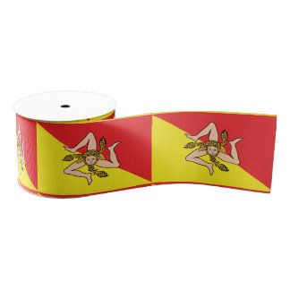Lazo De Tela Gruesa Flag of Sicily Trinacria Yellow & Red