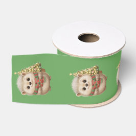 Lazo De Tela Gruesa Flauschiger Igel Grünband Motiv