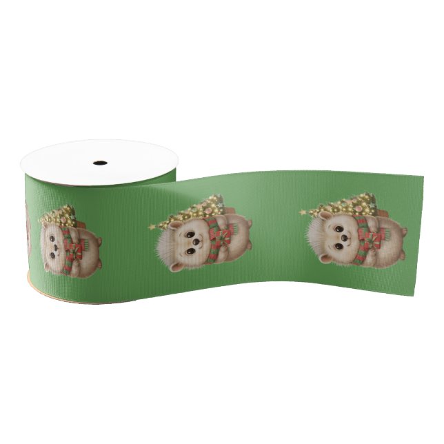 Lazo De Tela Gruesa Flauschiger Igel Grünband Motiv (Carrete)