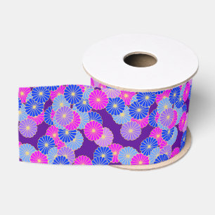Lazo De Tela Gruesa Flor Art Deco - violeta, azul y violeta