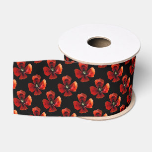 Lazo De Tela Gruesa Flor de amapola roja