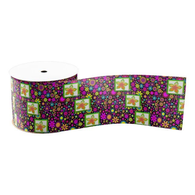 Lazo De Tela Gruesa floral de cinta decorativa (Carrete)