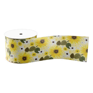 Lazo De Tela Gruesa Floral de girasol