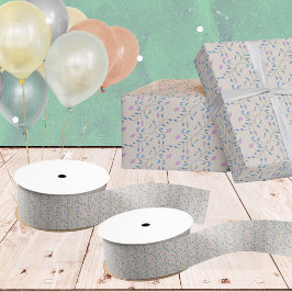 Lazo De Tela Gruesa Flores en cascada azules y rosas