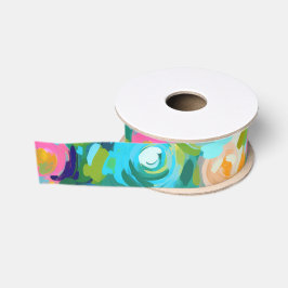 Lazo De Tela Gruesa Flores pintadas artesanales colores vivos verano