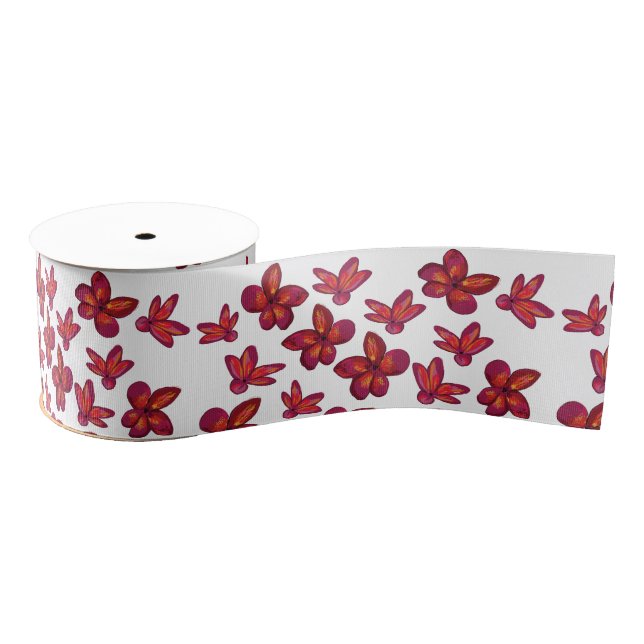 Lazo De Tela Gruesa Flores rojas (Carrete)