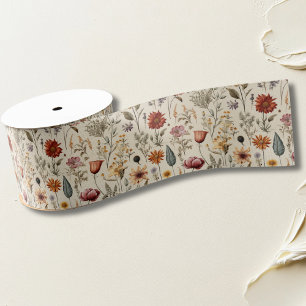 Lazo De Tela Gruesa Flores silvestres secas vintage burgundy rosa amar