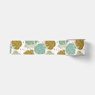 Lazo De Tela Gruesa Foliage Tropical - Monstera Y Patrón De Hojas De P