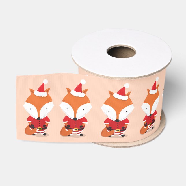Lazo De Tela Gruesa Fun Fox Santa Hat Naranja Navidad (Carrete)