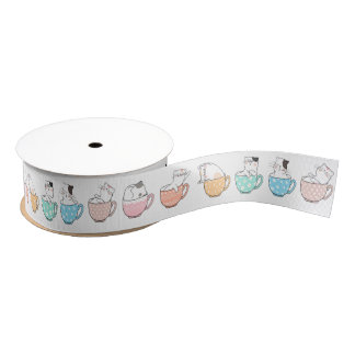 Lazo De Tela Gruesa Gatitos de taza de té