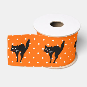Lazo De Tela Gruesa Gato Asustado de Halloween