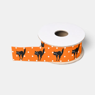 Lazo De Tela Gruesa Gato de Halloween Scaredy