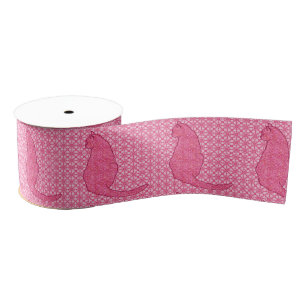 Lazo De Tela Gruesa Gato japonés - Batik rosa de fucsia