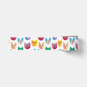 Lazo De Tela Gruesa Gatos acuarelas y amigos