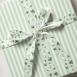 Lazo De Tela Gruesa Género Netural Monogramado Green Shamrock