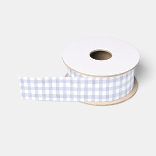 Lazo De Tela Gruesa Gingham Azul Acuarela