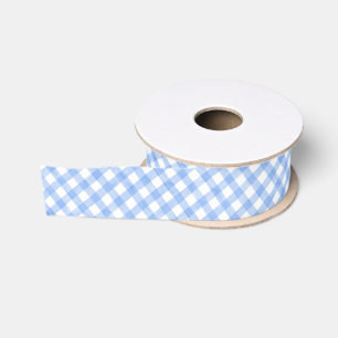 Lazo De Tela Gruesa Gingham azul y blanco de acuarela