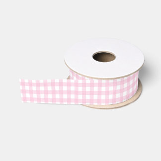 Lazo De Tela Gruesa Gingham rosa y blanco