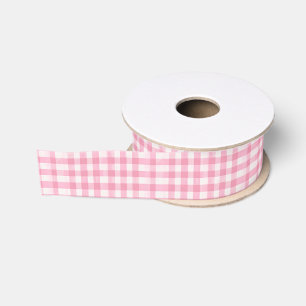 Lazo De Tela Gruesa Gingham rosa y blanco