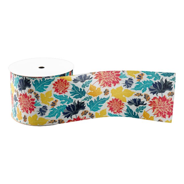 Lazo De Tela Gruesa Girasoles de Acuarela Amarillo Azul Natural Boda (Carrete)