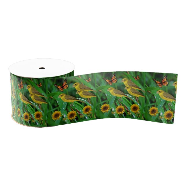 Lazo De Tela Gruesa girasoles decorativos de cinta (Carrete)