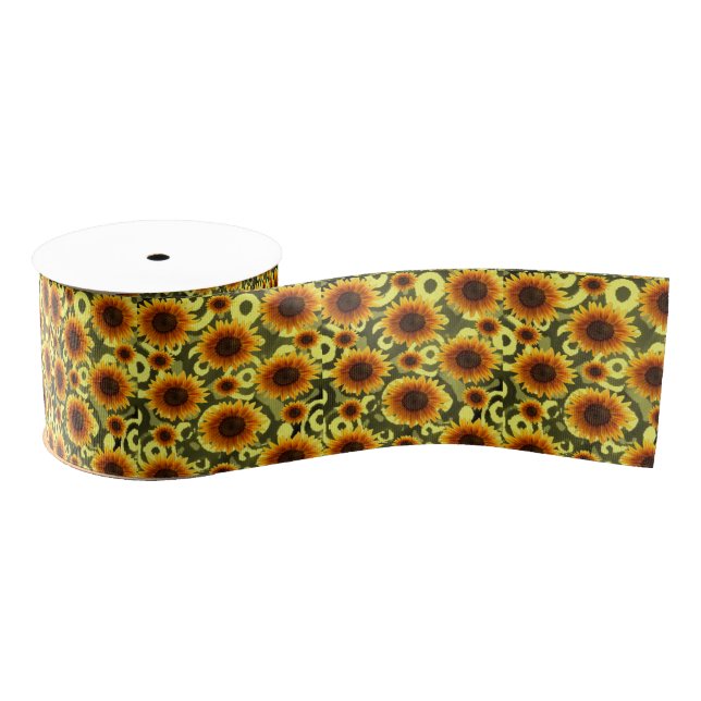 Lazo De Tela Gruesa girasoles decorativos de cinta (Carrete)