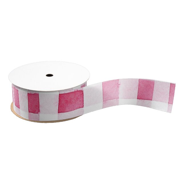 Lazo De Tela Gruesa Girly Pink Plaid Stripes Cumpleaños (Carrete)
