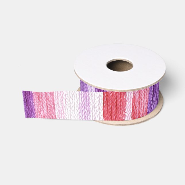 Lazo De Tela Gruesa Girly Purple Rubor Pink Red Stripes Birday (Carrete)