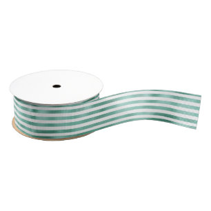 Lazo De Tela Gruesa Glam Verde Rayas Blancas