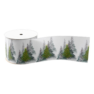 Lazo De Tela Gruesa Golden Forest Glow Christmas Ribbon