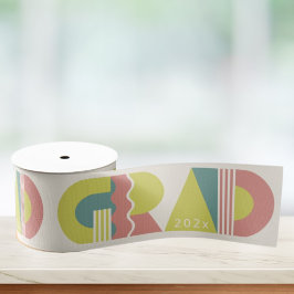 Lazo De Tela Gruesa Graduation class of 2026 retro grosgrain ribbon